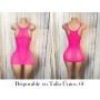 Vestido de malla ajustado con huecos VESTIDO MALLA FUSCIA