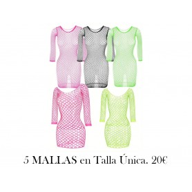 Conjunto de 5 vestidos de mujer sexy 5 MALLAS 5 VESTIDOS MALLA COLORES