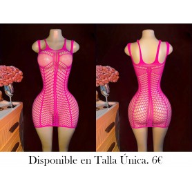 Top de bikini de red de pesca rosa sexy VESTIDO MALLA FUSCIA
