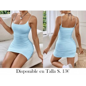 Vestido de mujer con tirantes finos VESTIDO AZUL VESTIDO CELESTE