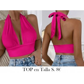 Top Bandeau Elegante Sin Espalda para Mujer TOP FUSCIA