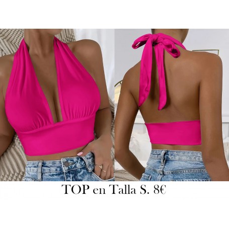 Top Bandeau Elegante Sin Espalda para Mujer TOP FUSCIA