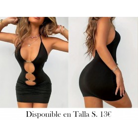 Vestido Bodycon Con Recortes Enlazados VESTIDO NEGRO