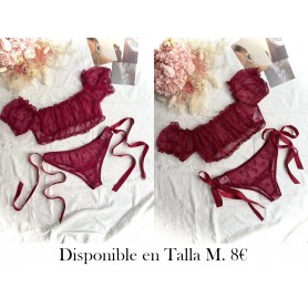 Conjunto de Lencería Roja Seductora de Encaje CONJUNTO LENCERIA VINO