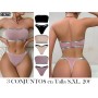 Juego de 3 Body sin Tirantes con Diseño Plateado 3 CONJUNTOS LENCERIA STRAPLESS
