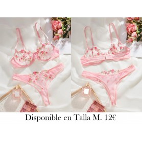 Conjunto de lencería sexy, sujetador y braguitas CONJUNTO LENCERIA ROSA