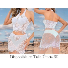 Conjunto de playa de dos piezas CONJUNTO MALLA BLANCA