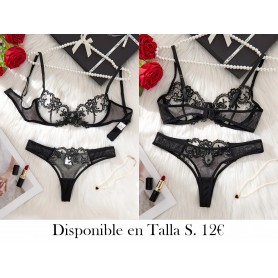 Conjunto de Lencería Bordada y Sexy para Mujer, Sujetador Semitransparente y Bragas 2025