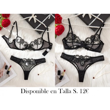 Conjunto de Lencería Bordada y Sexy CONJUNTO LENCERIA NEGRA