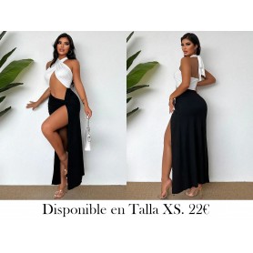 Vestido sexy de mujer con cuello VESTIDO BLANCO Y NEGRO