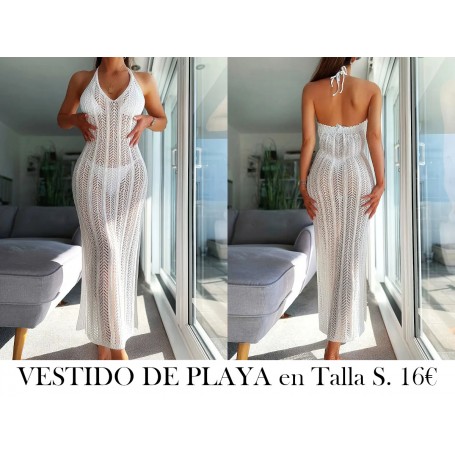 Vestido de Playa Elegante y Transparente VESTIDO LENCERIA BLANCA