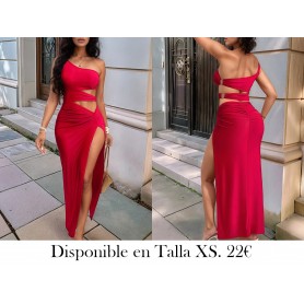 Vestido ajustado rojo de una sola manga VESTIDO ROJO LARGO