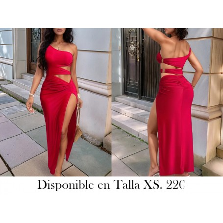 Vestido ajustado rojo de una sola manga VESTIDO ROJO LARGO