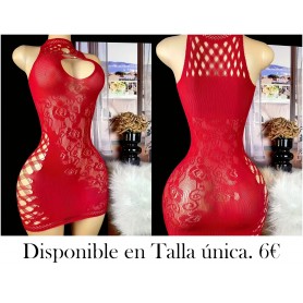 Vestido de Lencería Sexy Transparente VESTIDO MALLA VINO