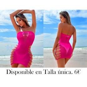 1pc Vestido de Red Sexy para Mujer VESTIDO MALLA FUSCIA