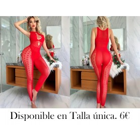 Body sexy rojo con lunares para mujer BODY ENTERIZO MALLA ROJA