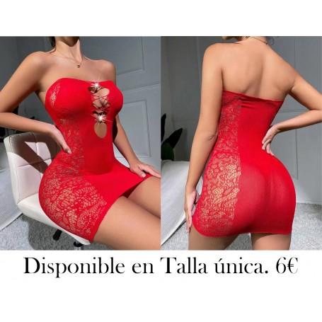 Vestido Sexy de Una Pieza para Mujer VESTIDO MALLA ROJA STRAPLESS