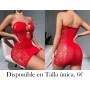 Vestido Sexy de Una Pieza para Mujer VESTIDO MALLA ROJA STRAPLESS