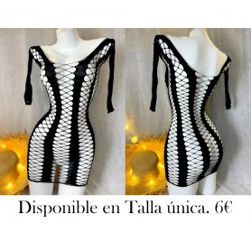Vestido largo sexy de manga larga VESTIDO MALLA NEGRA