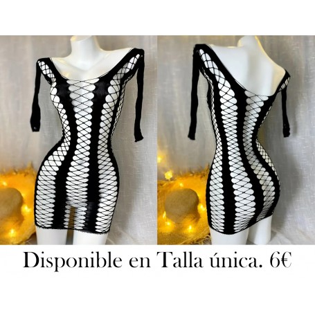 Vestido largo sexy de manga larga VESTIDO MALLA NEGRA