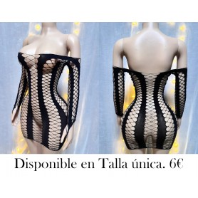 1pc Vestido de Malla Transparente Sexy VESTIDO MALLA NEGRA