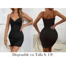 Elegante vestido sin mangas de cuello VESTIDO NEGRO
