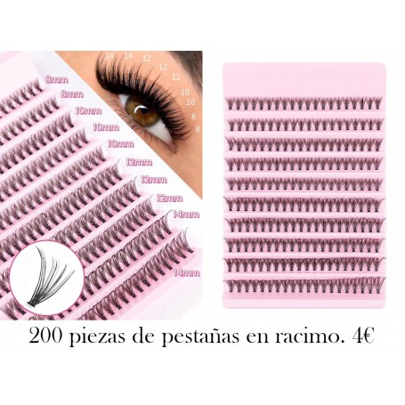200 piezas/paquete Pestañas postizas en racimo