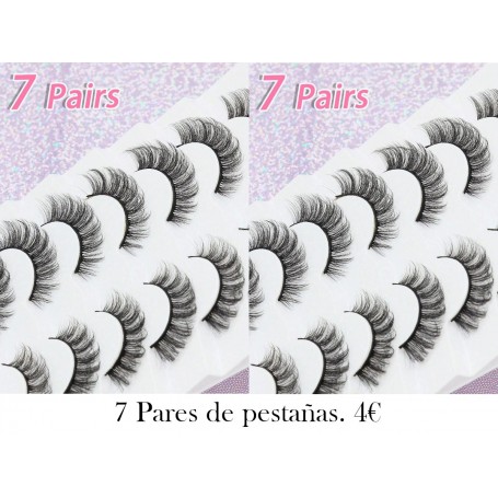 7 pares de pestañas postizas naturales de visón 3D