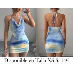 Vestido mini elegante con cuello halter VESTIDO DEGRADADO FRENTE HOLGADO