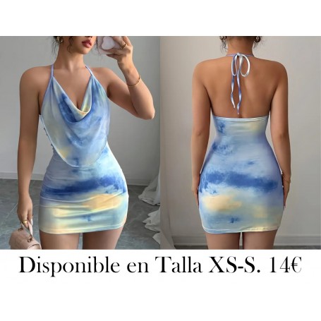 Vestido mini elegante con cuello halter VESTIDO DEGRADADO FRENTE HOLGADO