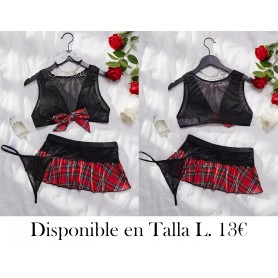 Conjunto de Ropa Interior Cosplay CONJUNTO LENCERIA NEGRA COLEGIALA