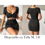 Vestido ajustado con escote corazón y cordón delantero VESTIDO NEGRO