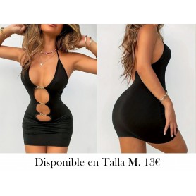 Vestido Bodycon Con Recortes Enlazados VESTIDO NEGRO
