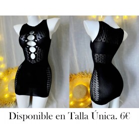 1pc Vestido Bodycon Transparente de Red Sexy VESTIDO MALLA NEGRA