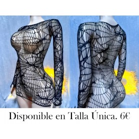 Vestido Envoltorio Sexy de Manga Larga VESTIDO MALLA NEGRA
