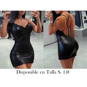 Vestido sin mangas con cuello en V VESTIDO NEGRO