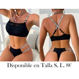 2 piezas de lencería de mujer con ribete CONJUNTO LENCERIA NEGRA