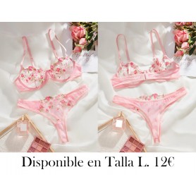 Conjunto de lencería sexy, sujetador y braguitas CONJUNTO LENCERIA ROSA