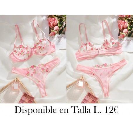 Conjunto de lencería sexy, sujetador y braguitas CONJUNTO LENCERIA ROSA