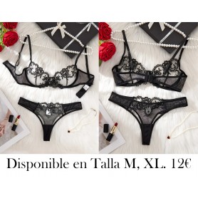 Conjunto de Lencería Bordada y Sexy CONJUNTO LENCERIA NEGRA