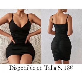 Vestido camisola ajustado con volantes VESTIDO NEGRO