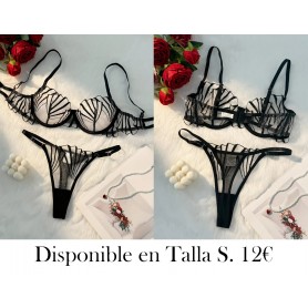 Conjunto de Sujetador y Tanga de Encaje LENCERIA NEGRA