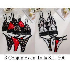 3 conjuntos de sujetadores 3 CONJUNTOS LENCERIA