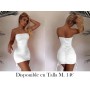 1pc Elegante Vestido de Poliéster VESTIDO BLANCO STRAPLESS
