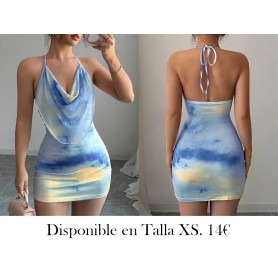 Vestido mini elegante con cuello halter VESTIDO DEGRADADO FRENTE HOLGADO