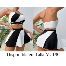 Conjunto de lencería de sujetador y falda CONJUNTO BLANCO Y NEGRO