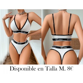 1 Juego de Bragas con Sujetador Triangular Cómodo y Transpirable para Mujer en Bloques de Color Estilo Europeo y Americano