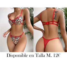 Conjunto de lencería femenina con sujetador CONJUNTO LENCERIA ROJA