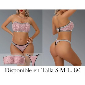 Un conjunto de capas base de leopardo CONJUNTO LENCERIA ROSA LEOPARDO STRAPLESS