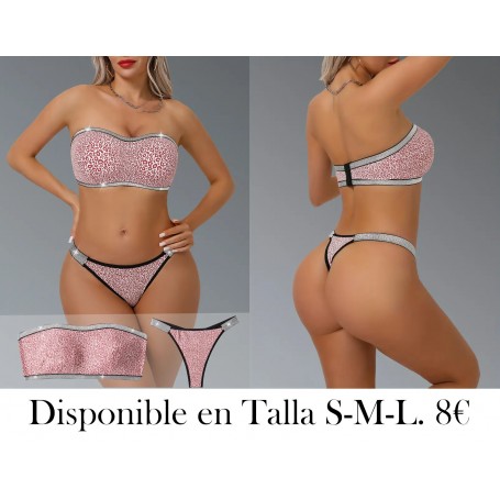Un conjunto de capas base de leopardo CONJUNTO LENCERIA ROSA LEOPARDO STRAPLESS